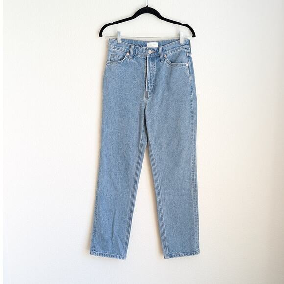 Oak + Fort Blue Denim High-rise Straight Leg Jeans, size 27 - Picture 1 of 8